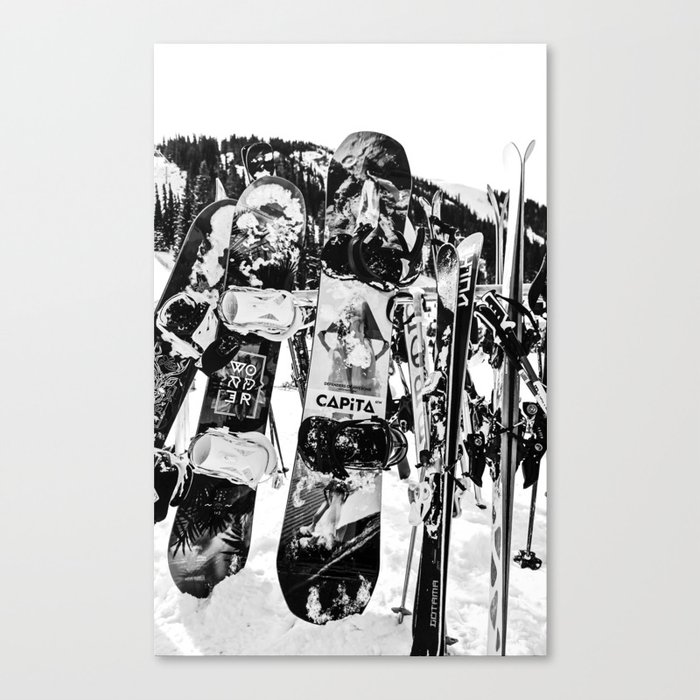 Snowboard Season in Black and White Canvas Print