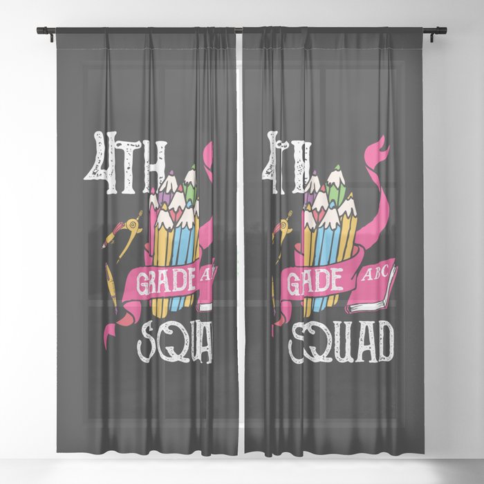 4th Grade Squad Student Back To School Sheer Curtain