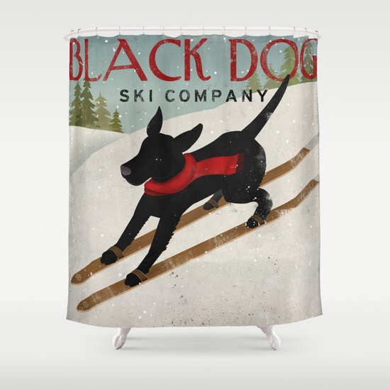 Black Dog Ski Co Shower Curtain By Grumpybuffalo Society6