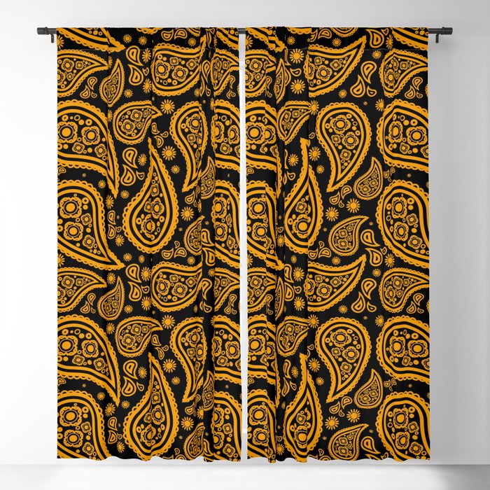 Paisley (Orange & Black Pattern) Blackout Curtain