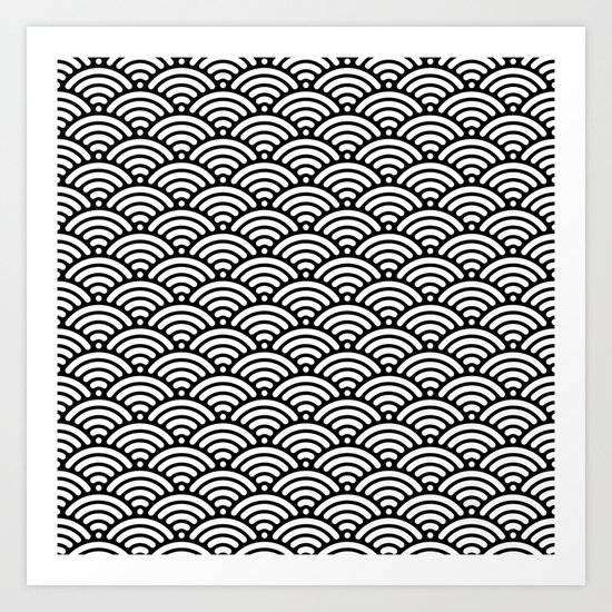 Black White Mermaid Scales Art Print