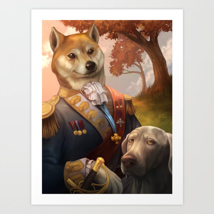 Royal Shiba Dog Portrait Art Print By Davidwentworthart Society6
