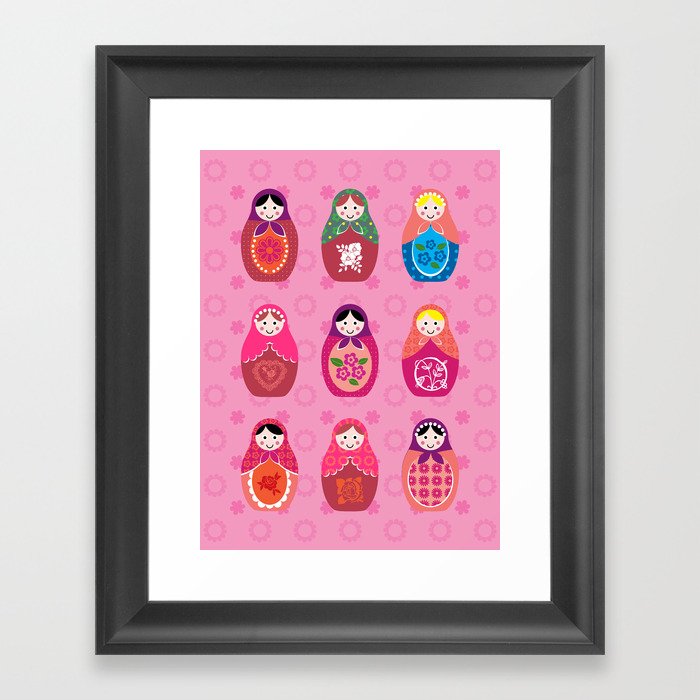 Matryoshka dolls pink Framed Art Print