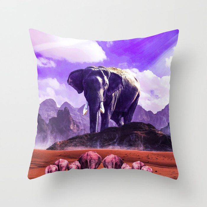The elephant desert Throw Pillow