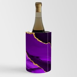 Purple & Black Marble With Gold Sparkle Veins Wine Chiller