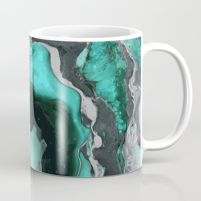 Teal and black Marble texture acrylic Liquid paint art Coffee Mug