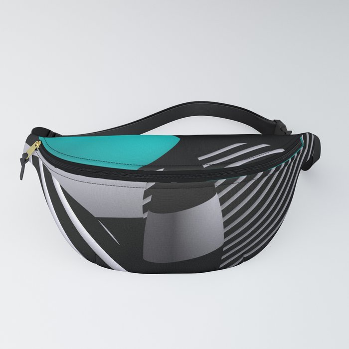 black and white and turquoise -200- Fanny Pack