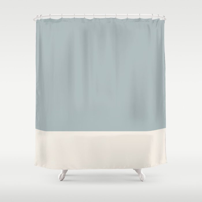 Minimalist Solid Color Block in Light Blue-Gray and Cream  Shower Curtain