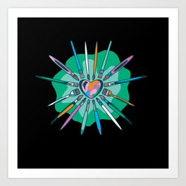 Painter Heart with Brushes Art Print | Pop Art Painting, Abstract Painting, Painter Funny, Acrylic Painting, Drop Of Color, Colorful Painting, Abstract Paintings, Paint Painting, Painter, Painting Tools 