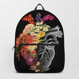 Flower Heart Spring Backpack | Transformation, Spring, Bloom, Evolution, Springtime, Anatomy, Floral, Vintage, Tobiasfonseca, Flowers 
