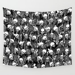 Restless Audience Gothic Skeleton Halloween Horror Pattern Wall Tapestry