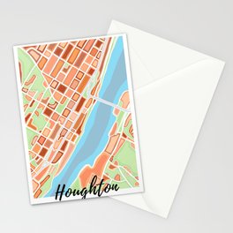 Houghton Michigan // Digital Map Series  Stationery Cards