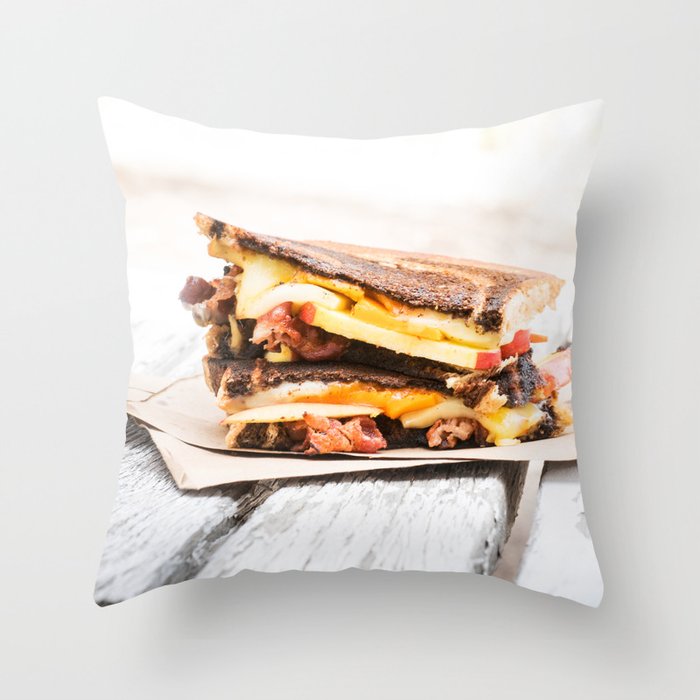 Grilled Cheese with Bacon Throw Pillow