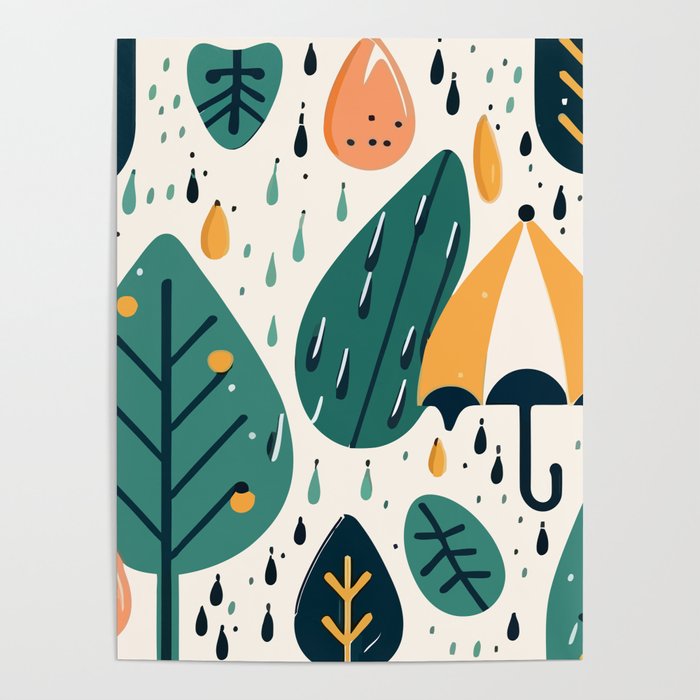 Lovely rainy season pattern Poster