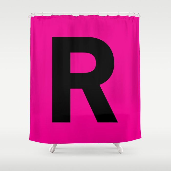 Letter R (Black & Magenta) Shower Curtain