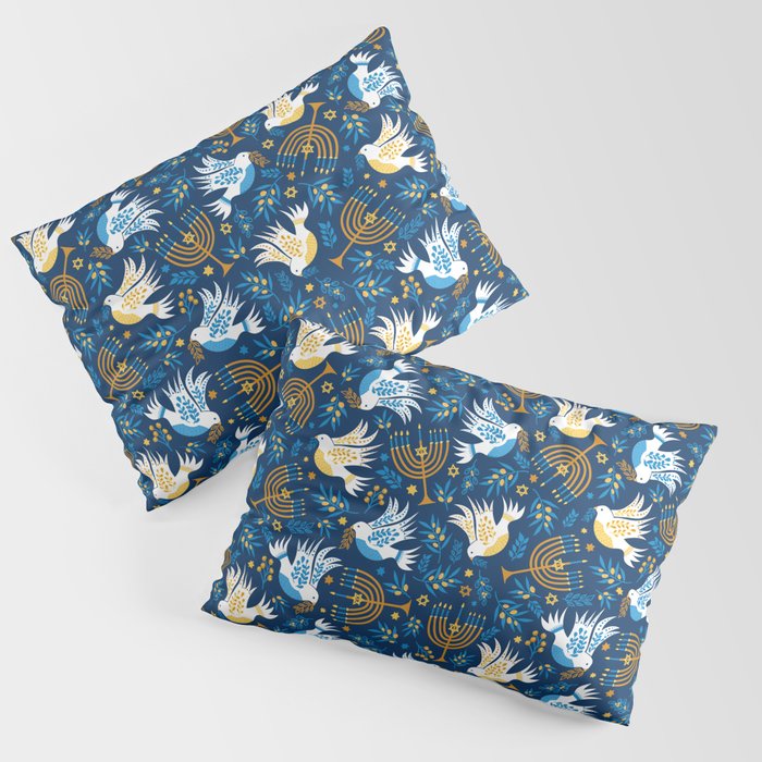 Hanukkah Blue Pattern Pillow Sham