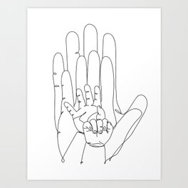Family Hands One Line #4 Art Print