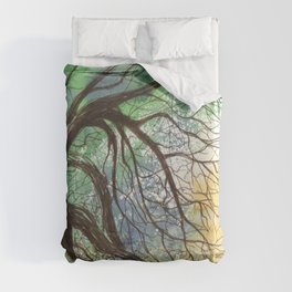 Trees bending over the water Duvet Cover