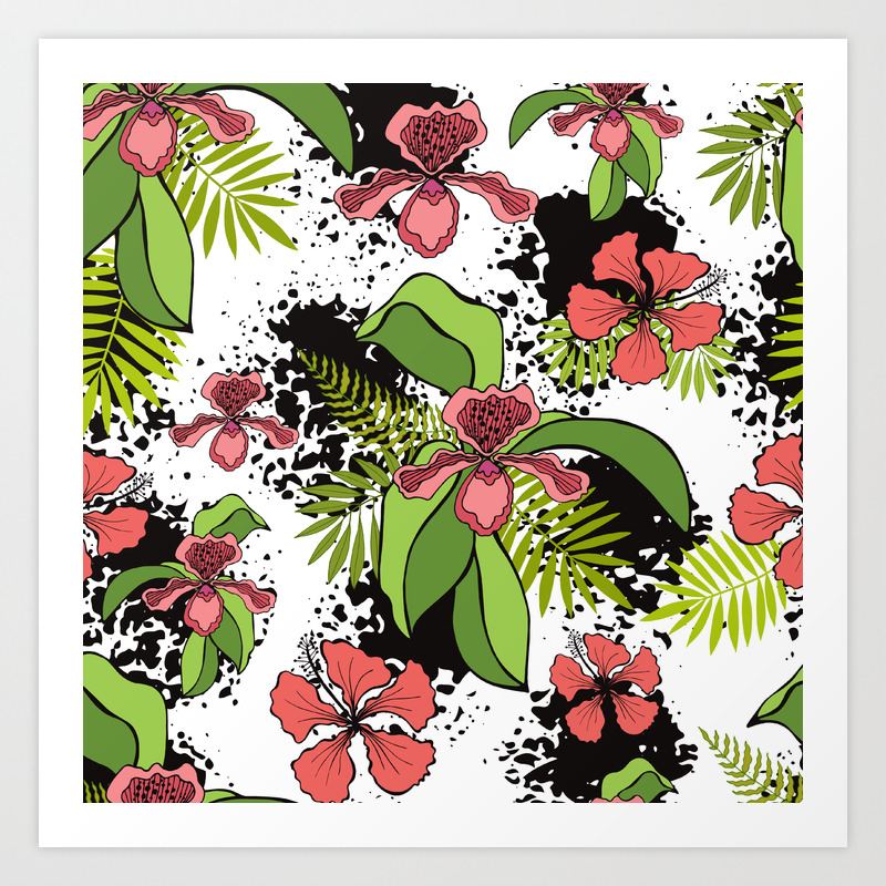 Floral Theme Tropical Orchids Art Print By Polanika Society6