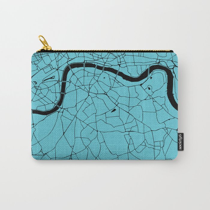 London Turquoise on Black Street Map Carry-All Pouch