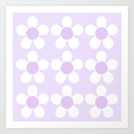Spring Daisies - Geometric Design in Lilac Purple & White Art Print