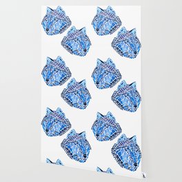 Blue Wolf Painted Mosaic Illustration Wallpaper