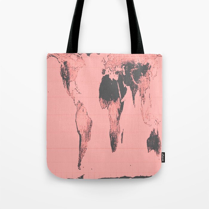 World Map: Gall Peters Pink Tote Bag