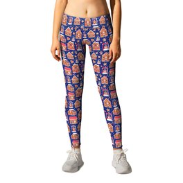 Gingerbread Houses and Sweets Candies - Blue Leggings