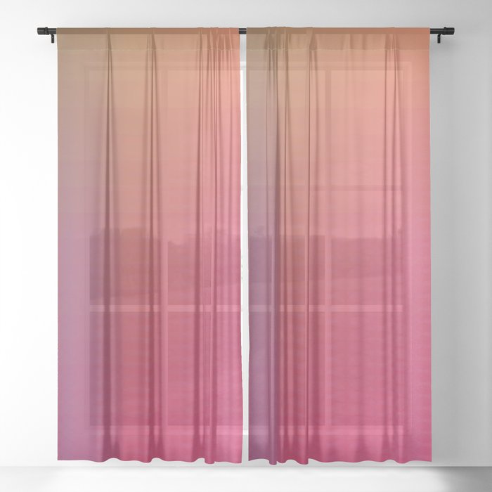 Whispered Circles Red, Magenta, Orange, Yellow Ombre Sheer Curtain
