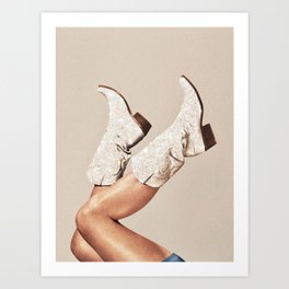 These Boots - Neutral Glitter II / Beige Art Print | Houston, Sparkly, Nudetan, Boho, West Western, Yeehaw, Beige, Minimalist, Rodeo, Rhinestone 