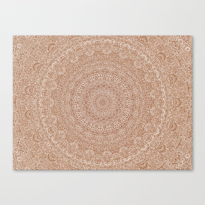 The Most Detailed Intricate Mandala (Brown Tan) Maze Zentangle Hand Drawn Popular Trending Canvas Print