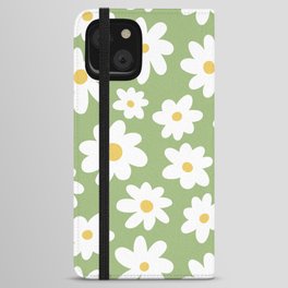Daisy Flower Pattern (green/white/yellow) iPhone Wallet Case