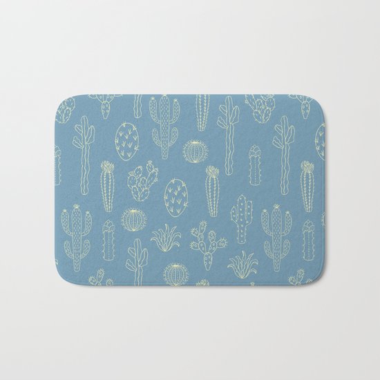 Cactus Silhouette Blue Bath Mat