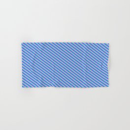 [ Thumbnail: Turquoise, Royal Blue, and Plum Colored Striped/Lined Pattern Hand & Bath Towel ]