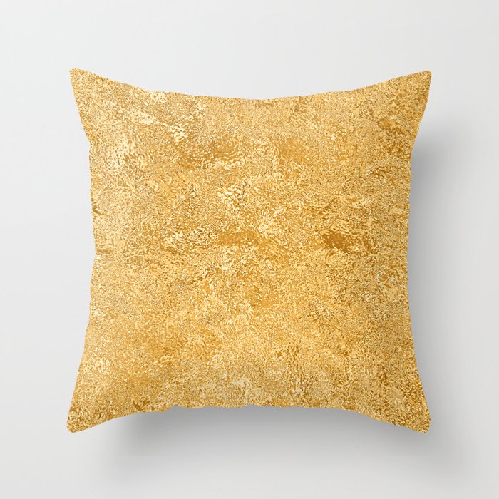 Shiny Textured Gold Foil Throw Pillow by Honor and obey Society6