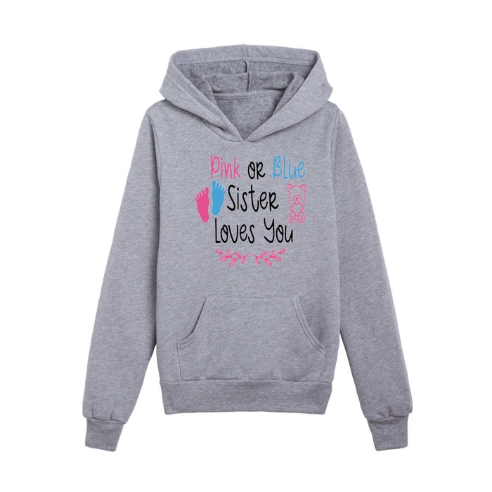 Pink or blue sister loves you Baby birth announcement Kids