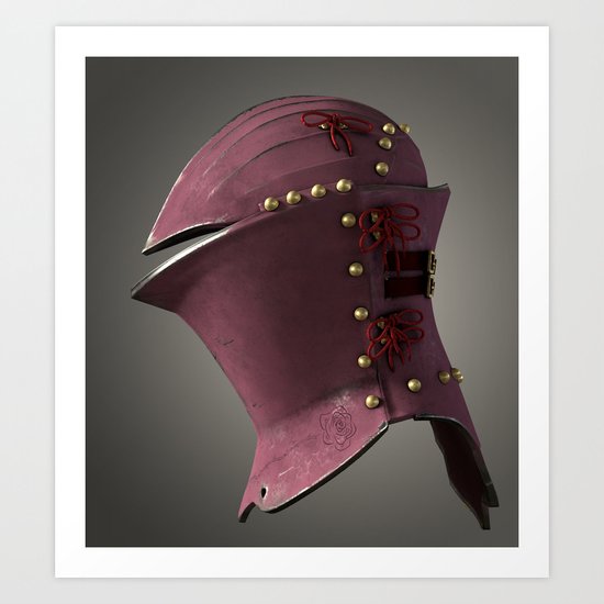 Roses Stechhelm Art Print