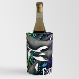 Free Orca Whales Splatter Watercolor Art Wine Chiller