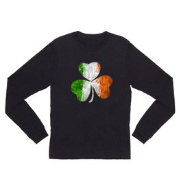 Irish Tricolour Shamrock Long Sleeve T Shirt