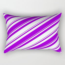 [ Thumbnail: Dark Violet and Mint Cream Colored Pattern of Stripes Rectangular Pillow ]