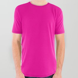 Neon Pink Solid Color All Over Graphic Tee