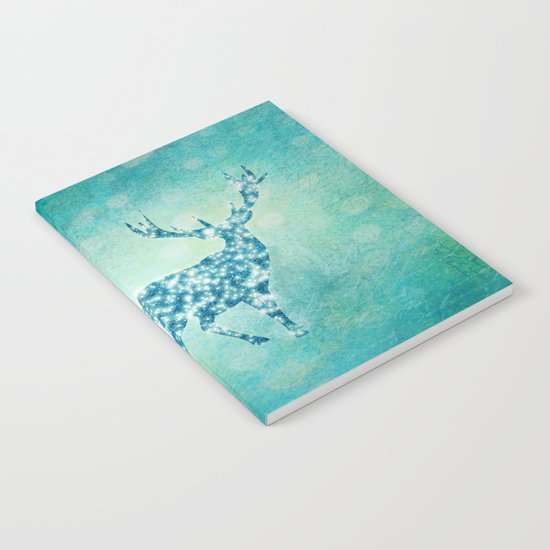 Aqua Turquoise Animal with Glitter Effect -Blue deer on #Society6 Notebook