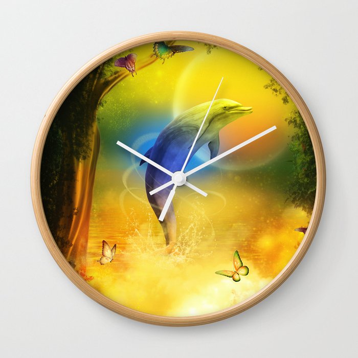 Colorful Dolphin Wall Clock