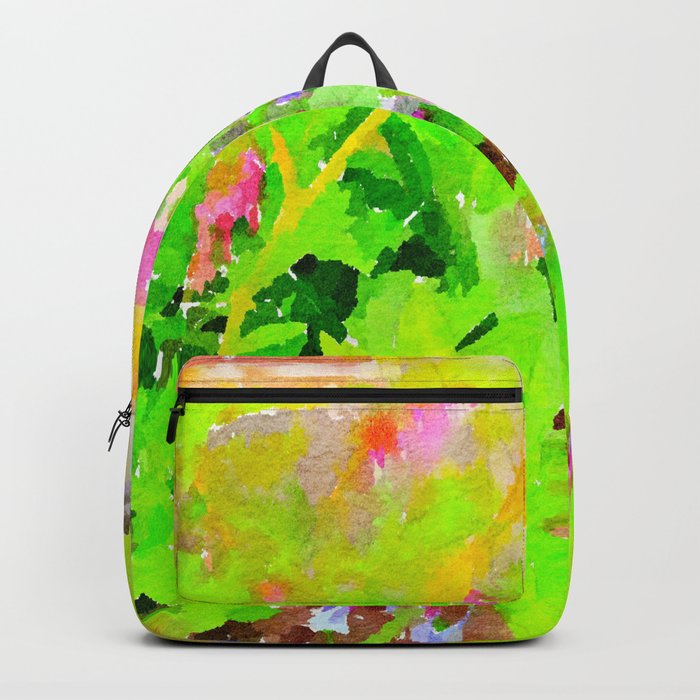 Abstract Spring Flowers Bleeding Hearts and Virginia Bluebells Backpack