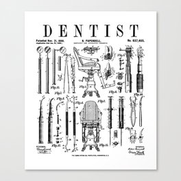 Dentist Dentistry Dental Tools Kit Vintage Patent Print Canvas Print