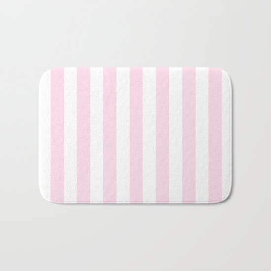 Pink and White stripes, vertical Bath Mat