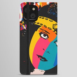 Pop Art Graffiti Portrait of Theda Bara Vintage Actress of Hollywood  iPhone Wallet Case