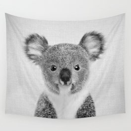 Baby Koala - Black & White Wall Tapestry