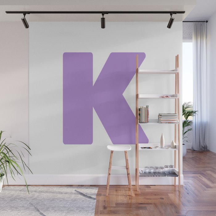 K (Lavender & White Letter) Wall Mural