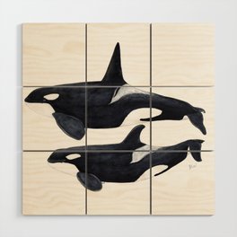 Orca male and female Wood Wall Art
